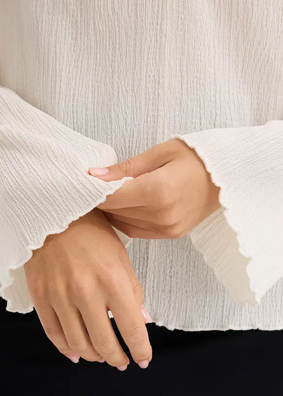 Langarmshirt aus strukturiertem Crêpe, bonprix