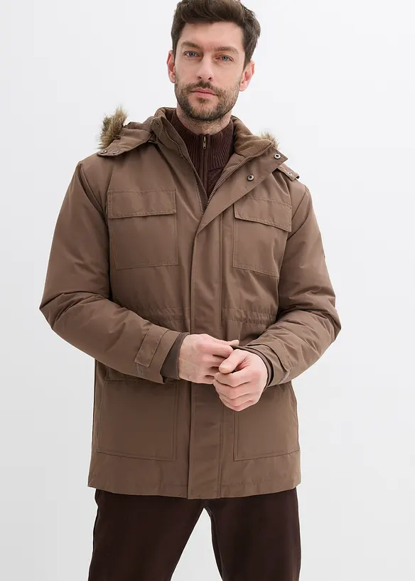 wattierter Parka mit Fleecefutter und abnehmbarer Kapuze, bonprix