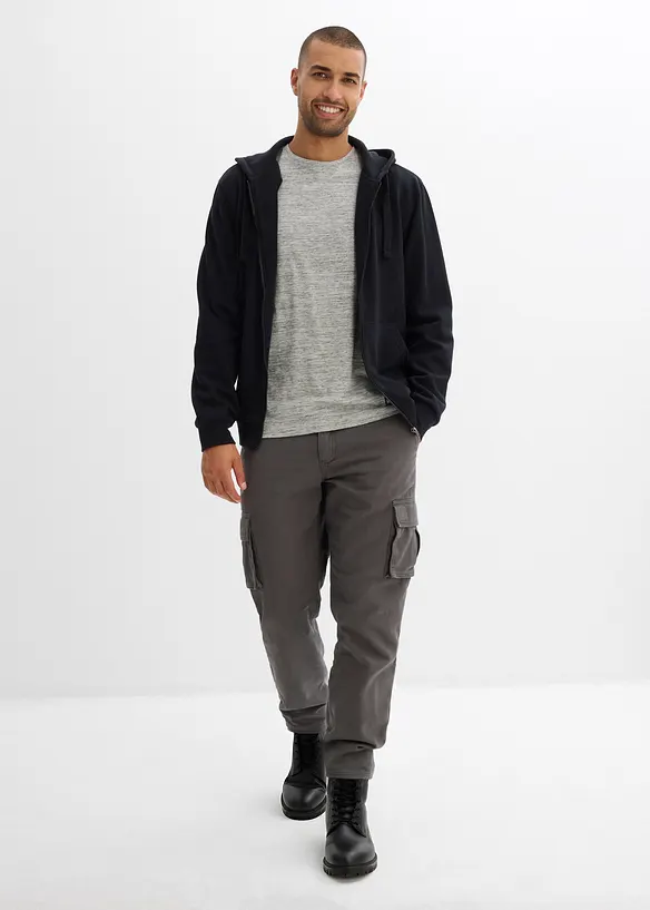 Pantalon cargo et loose à doublure chaude en flanelle et taille élastiquée, droit, bonprix