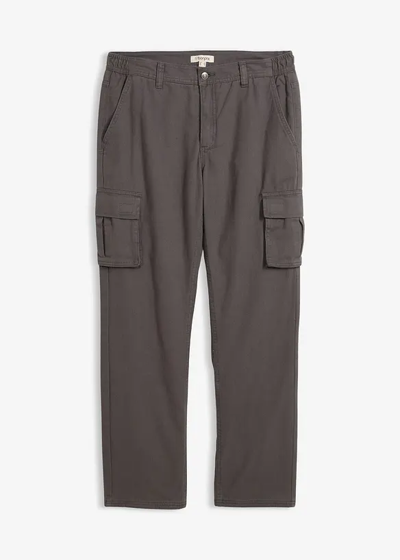 Pantalon cargo et loose à doublure chaude en flanelle et taille élastiquée, droit, bonprix