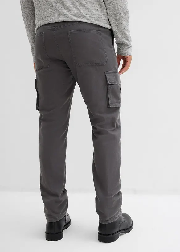 Pantalon cargo et loose à doublure chaude en flanelle et taille élastiquée, droit, bonprix