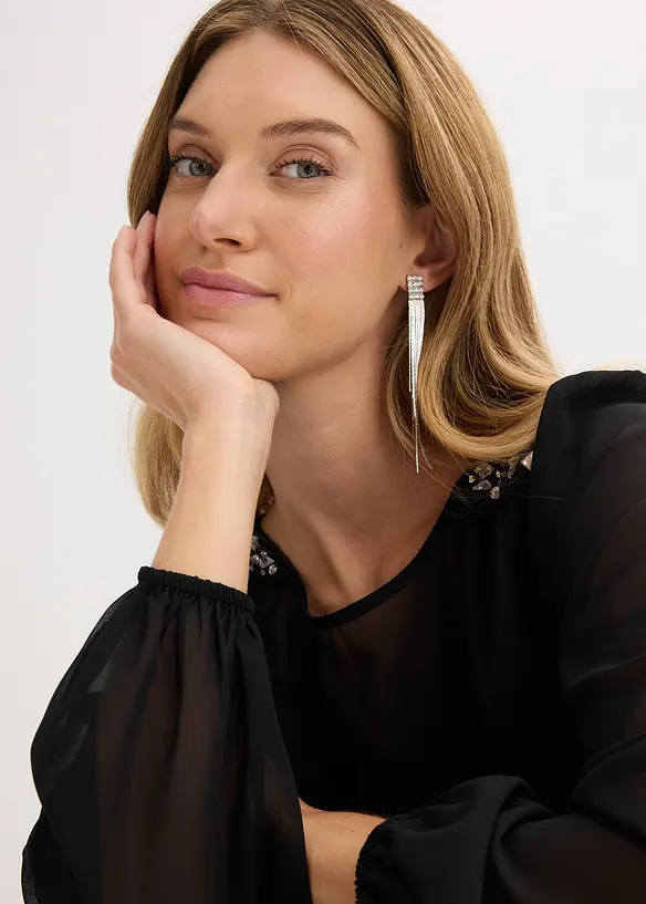 Chiffonbluse mit Strasssteinverzierung, bonprix