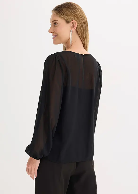 Chiffonbluse mit Strasssteinverzierung, bonprix