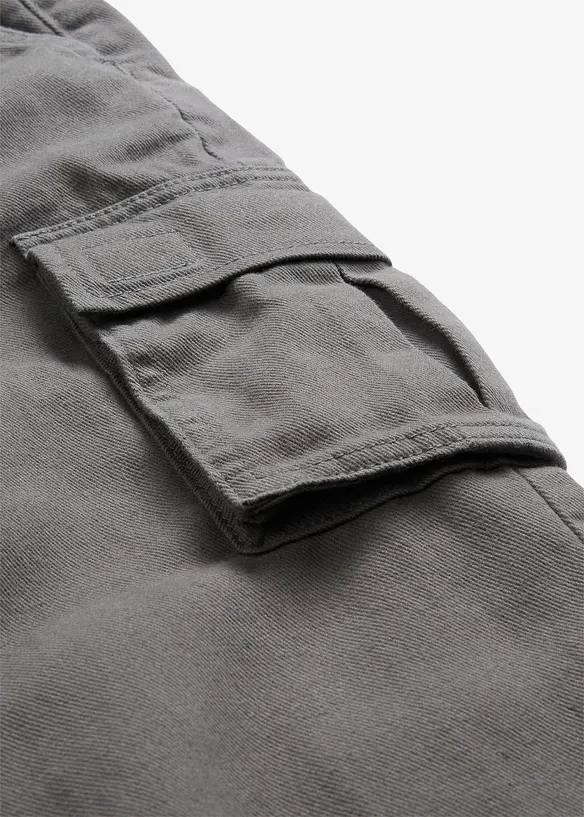 Pantalon cargo et loose à doublure chaude en flanelle et taille élastiquée, droit, bonprix
