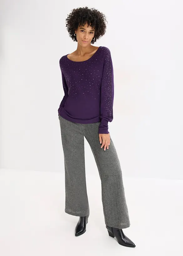 Feinstrickpullover mit Strass-Applikation, bonprix