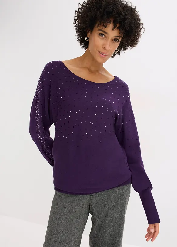 Feinstrickpullover mit Strass-Applikation, bonprix