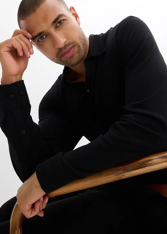 Super-Stretchhemd aus Baumwoll-Piqu&eacute;, Slim Fit, bonprix