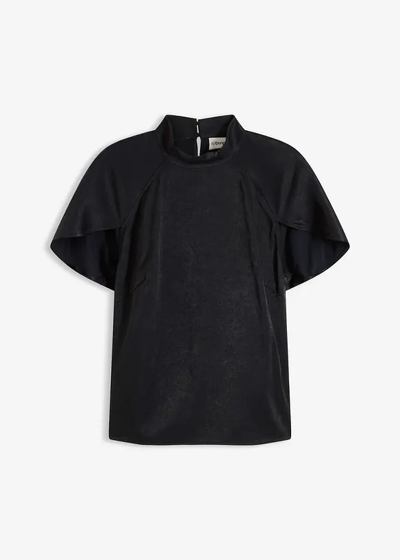 Elegante Kurzarmbluse aus glänzenden Satin, bonprix