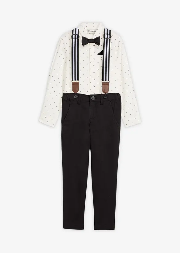 Chemise, pantalon avec bretelles, nœud papillon (ens. 4 pces), bonprix