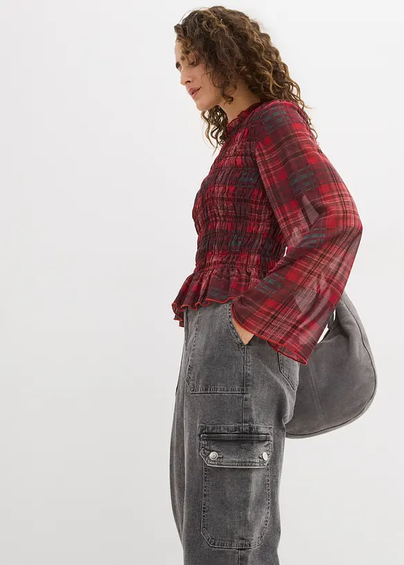 Pantalon cargo taille haute, bonprix