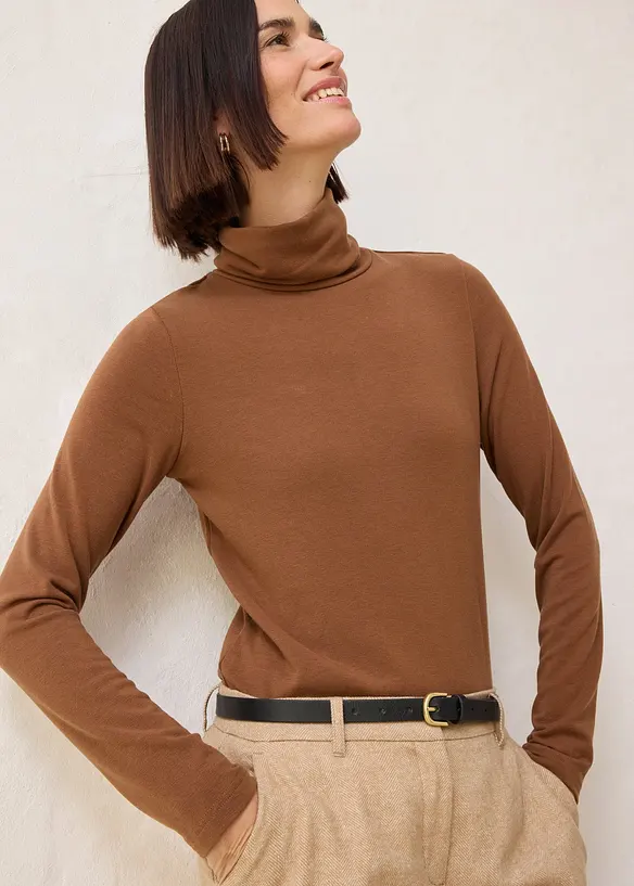 Rollkragenshirt mit Woll-Anteil, bonprix