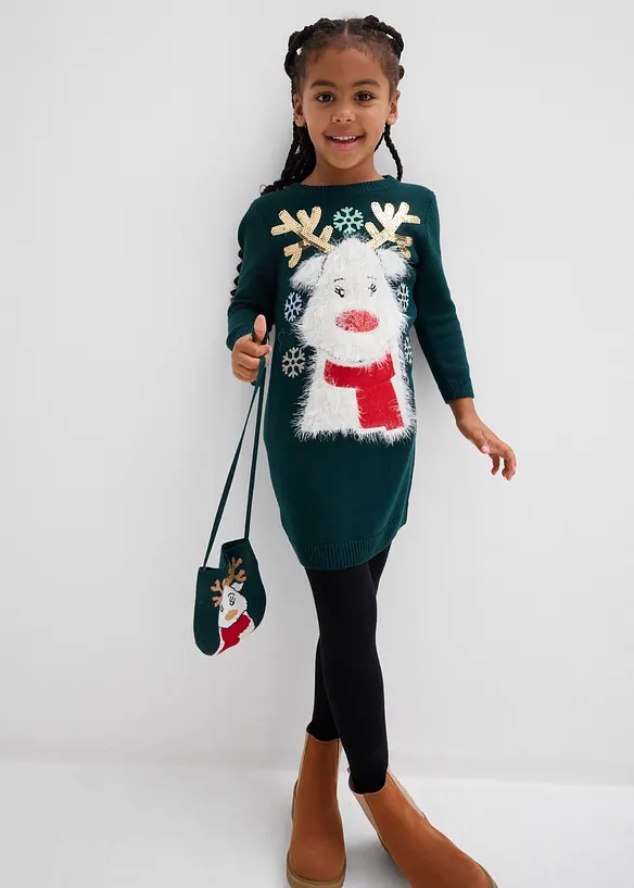 Robe en maille avec sac (ens. 2 pces), bonprix