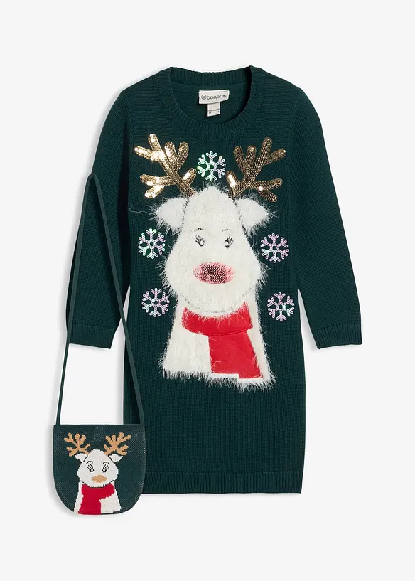 Robe en maille avec sac (ens. 2 pces), bonprix