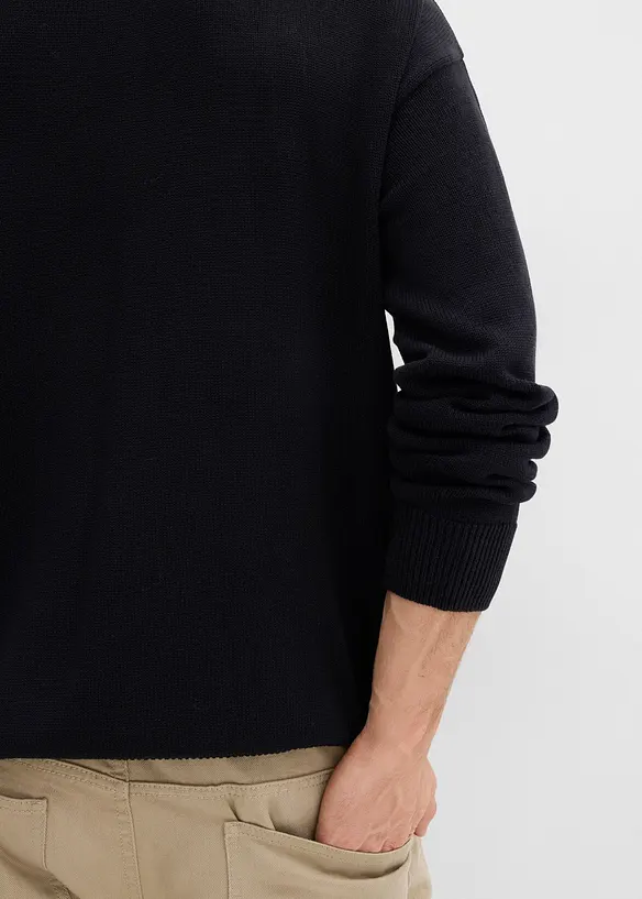 Pull col rond doux en coton mélangé, loose, bonprix