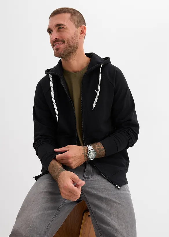Kapuzen-Sweatjacke mit Kontrastdetails, bonprix