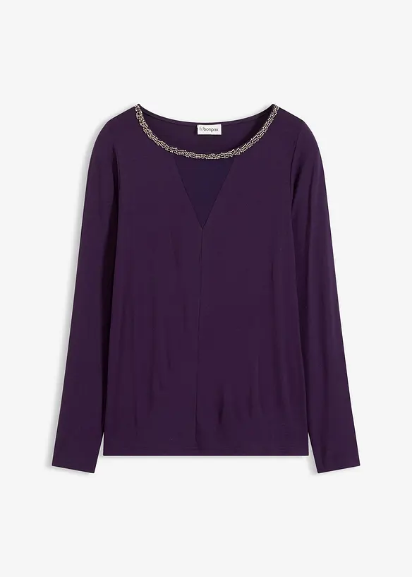 Shirt mit Mesheinsatz und Glitzersteinchen, bonprix