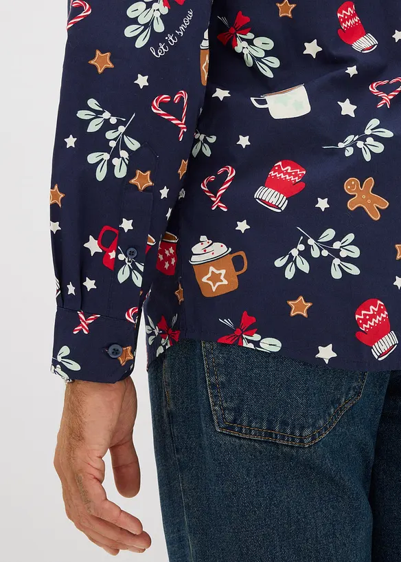 Langarmhemd mit Weihnachtsmotiv aus reiner Baumwolle, bonprix