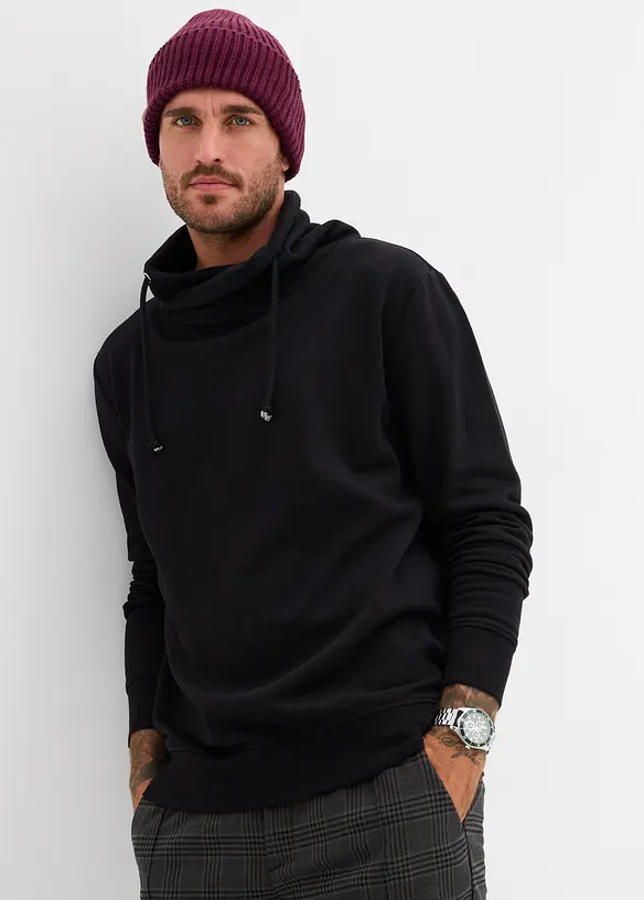 Schalkragen-Sweatshirt aus reiner Bio-Baumwolle, bonprix