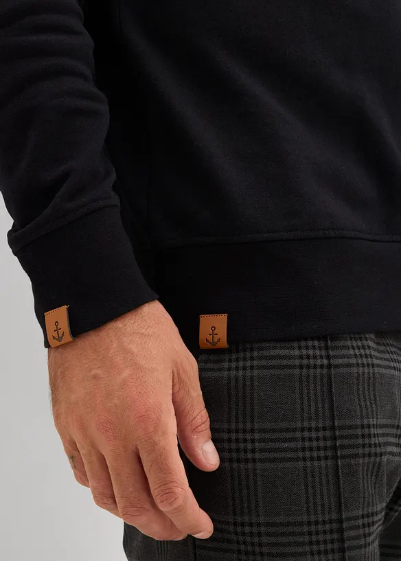 Schalkragen-Sweatshirt aus reiner Bio-Baumwolle, bonprix