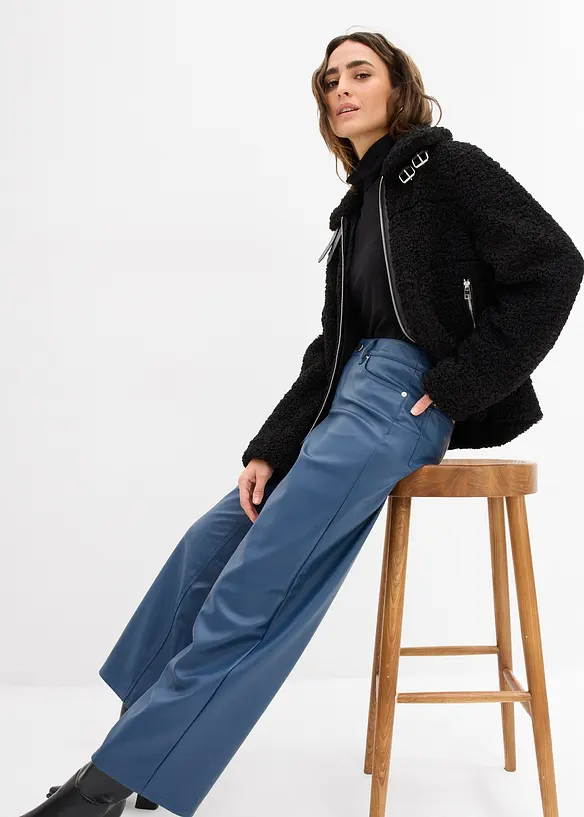 Weite Lederimitat-Hose, bonprix