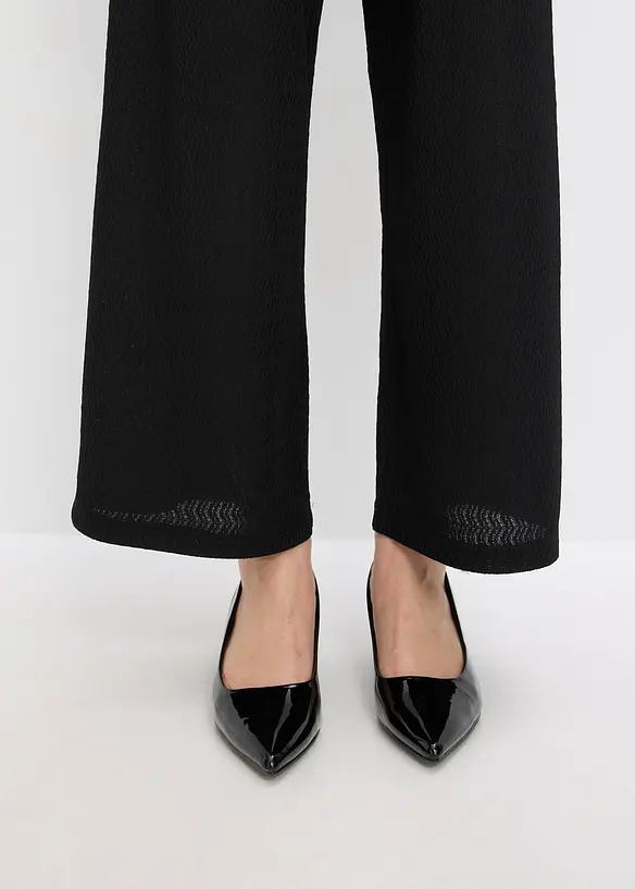 Pantalon en jersey texturé avec application de perles, bonprix