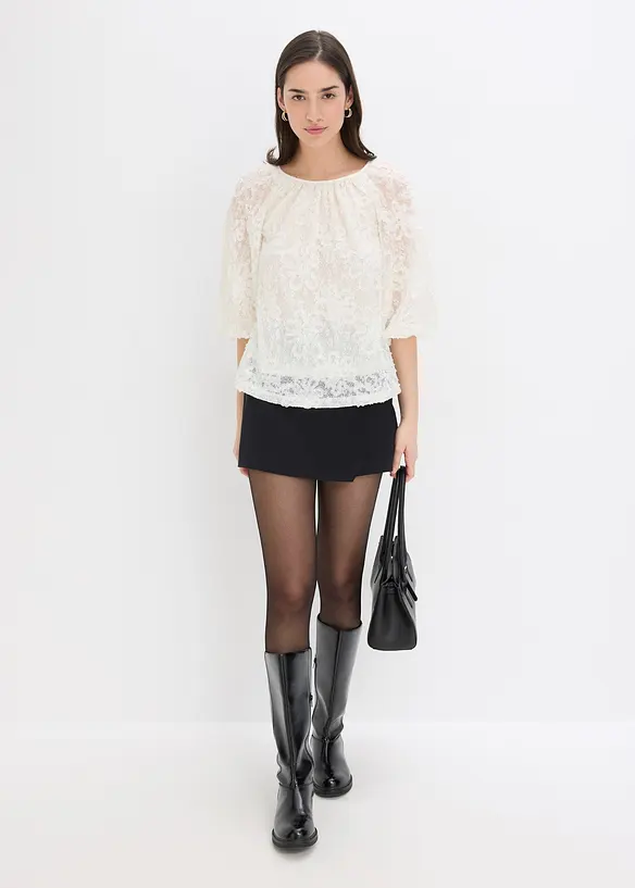 Blouse à motif floral texturé, bonprix