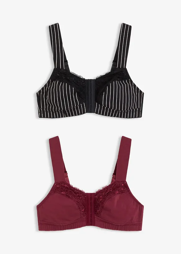 Vorderverschluss-BH ohne Bügel (2er Pack) , bonprix