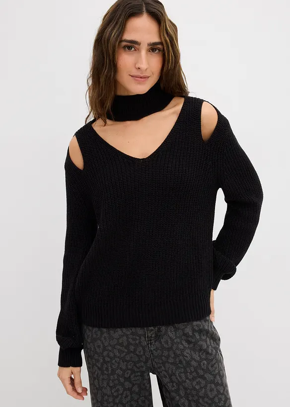 Grobstrick-Pullover mit Cut-Outs, bonprix