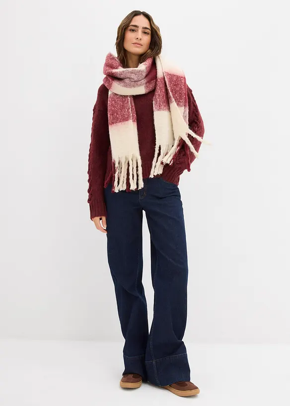 Boxy-Pullover mit geflochtenen Ärmeln, bonprix