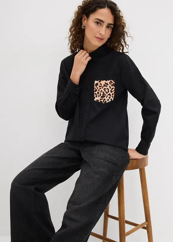 Oversize-Hemd mit Kontrast Tasche, bonprix