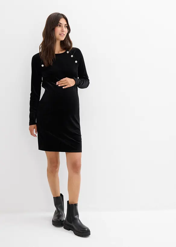 2-in-1 festliches Umstands- und Stillkleid aus weichem Samt, bonprix