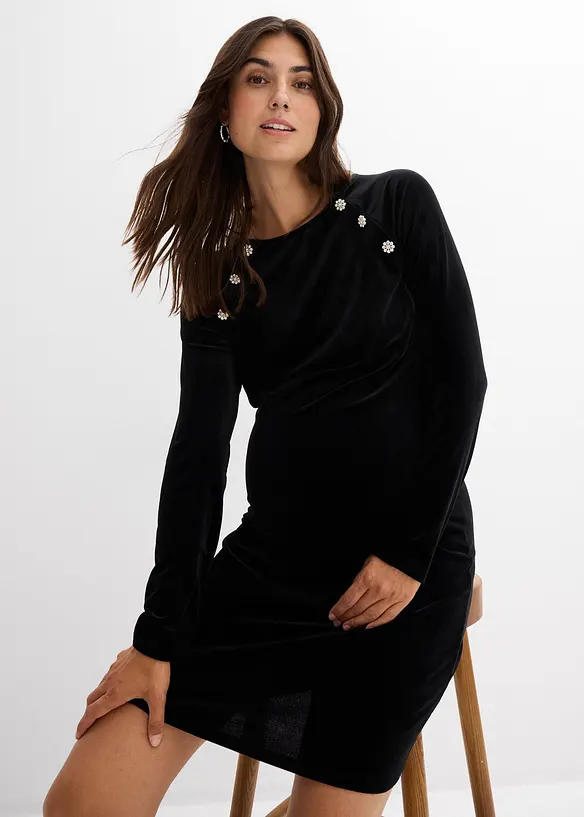 2-in-1 festliches Umstands- und Stillkleid aus weichem Samt, bonprix