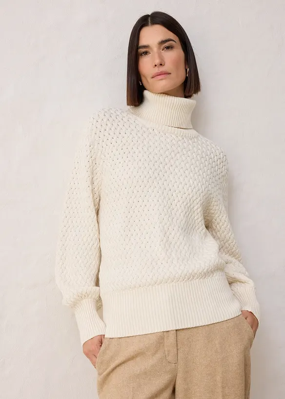 Pull col roulé avec laine mérinos, bonprix