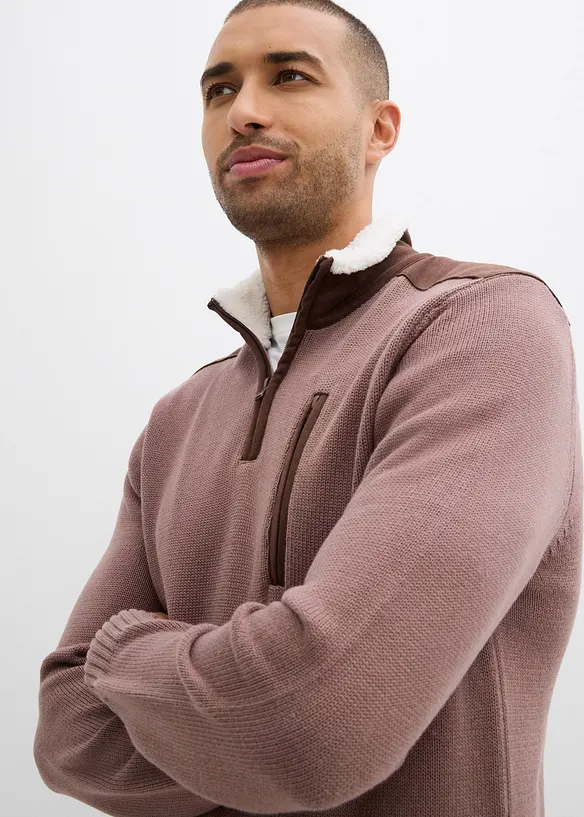 Grobstrick Troyer mit Web-Besatz, bonprix