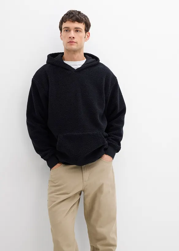 Teddyfleece-Sweatshirt mit Baumwollfutter, Loose Fit, bonprix