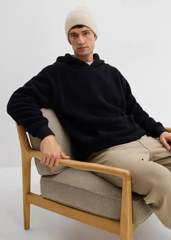 Teddyfleece-Sweatshirt mit Baumwollfutter, Loose Fit, bonprix
