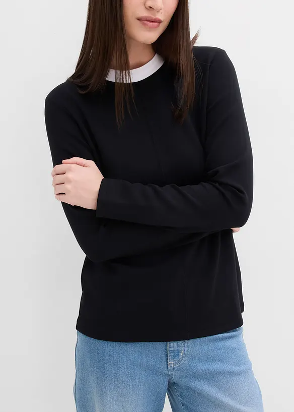 Langarmshirt aus Viskose-Mix mit abgesetztem Turtleneck, bonprix