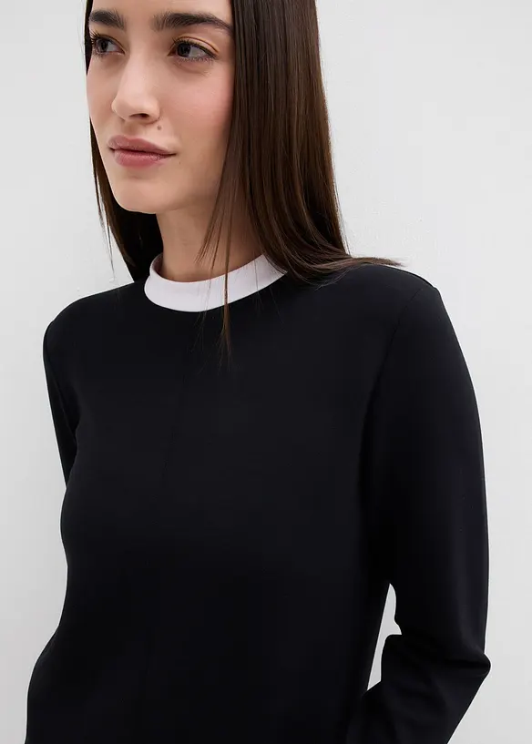 Langarmshirt aus Viskose-Mix mit abgesetztem Turtleneck, bonprix