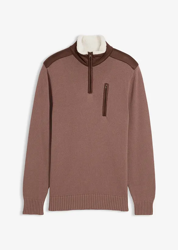 Grobstrick Troyer mit Web-Besatz, bonprix