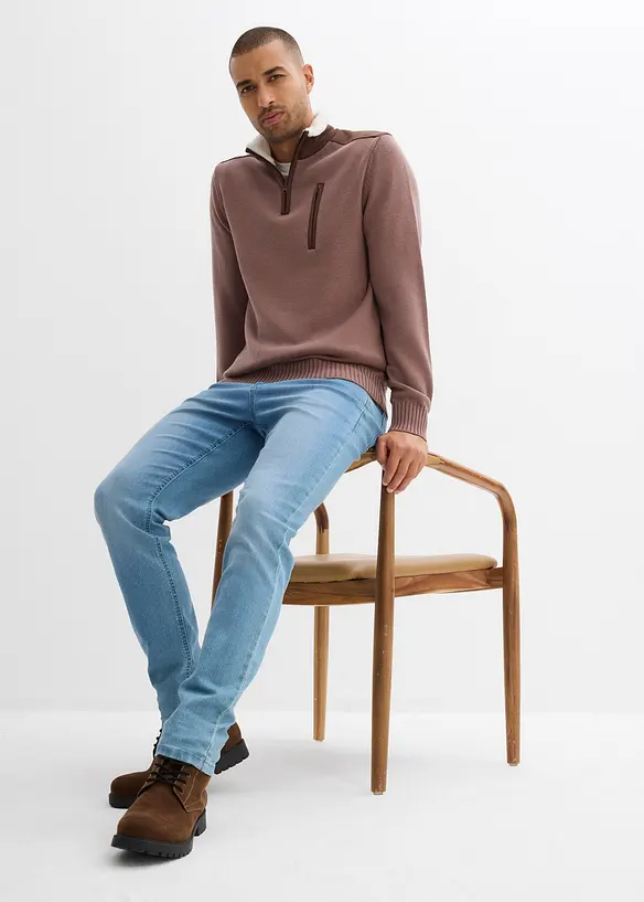 Grobstrick Troyer mit Web-Besatz, bonprix