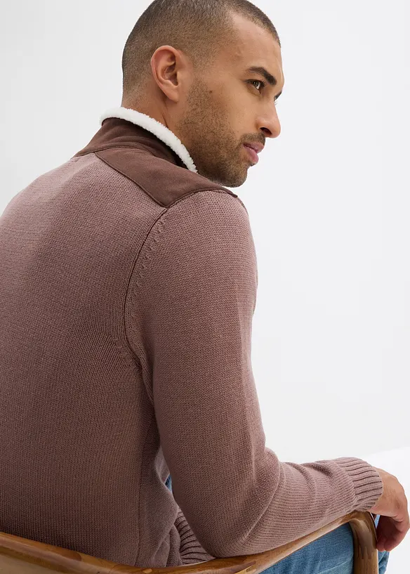 Grobstrick Troyer mit Web-Besatz, bonprix