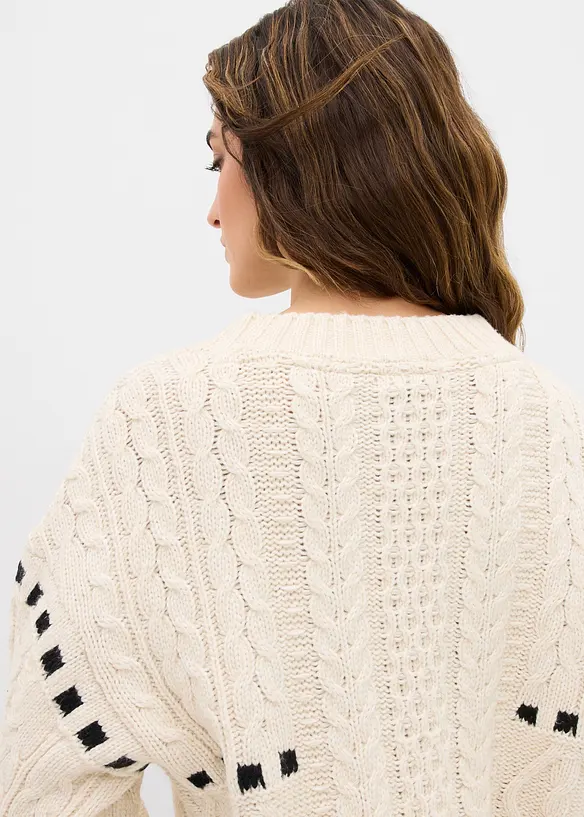 Pull en grosse maille torsadée, bonprix