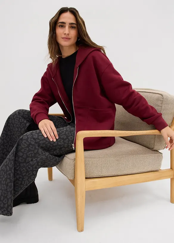 Sweat zippé oversize, bonprix