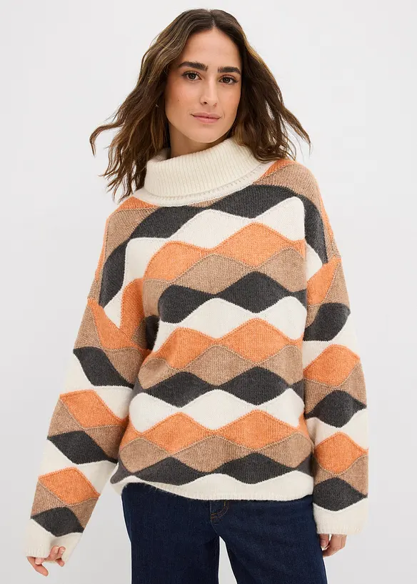 Rollkragenpullover mit Muster, bonprix