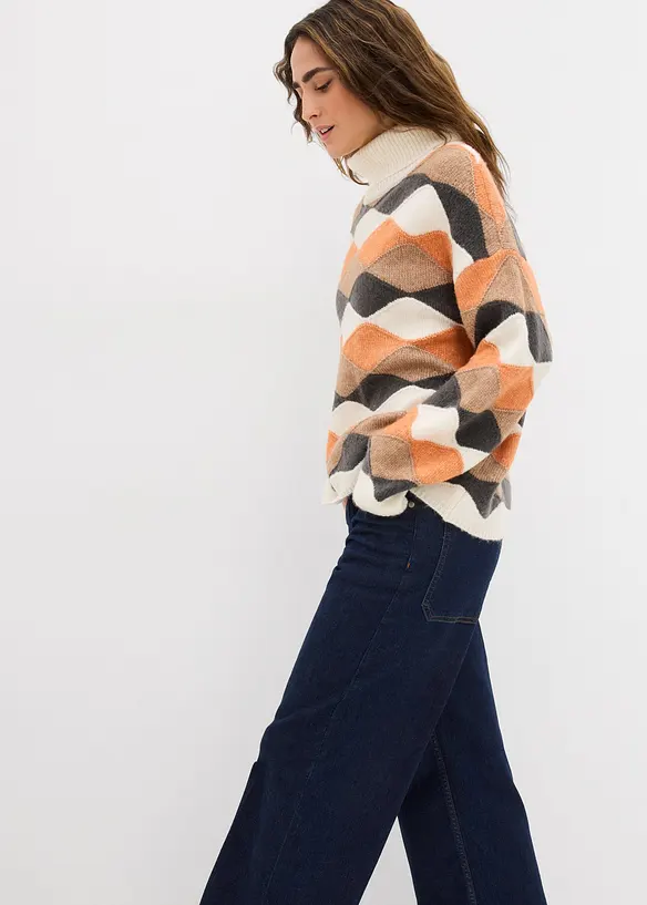 Rollkragenpullover mit Muster, bonprix