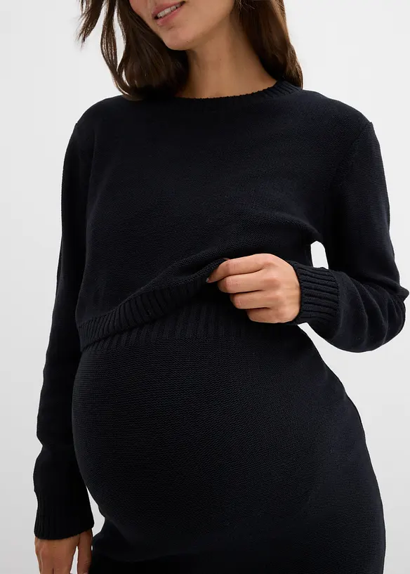 Set aus Pullover und Rock für die Schwangerschaft und danach aus Bio-Baumwolle (2. tlg Set), bonprix