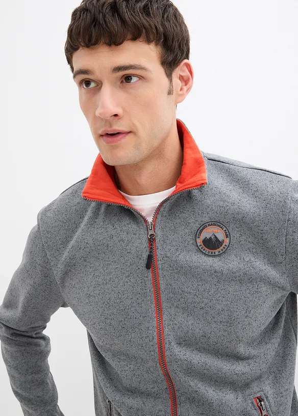 Strick-Fleecejacke mit Kontrastdetails, bonprix