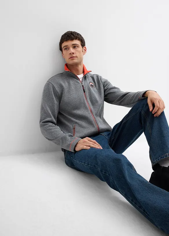 Strick-Fleecejacke mit Kontrastdetails, bonprix