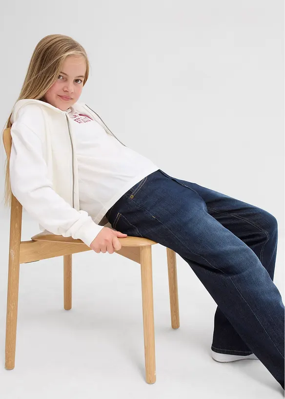 Wide-Leg Thermojeans mit Jerseyfutter Mid Waist, bonprix