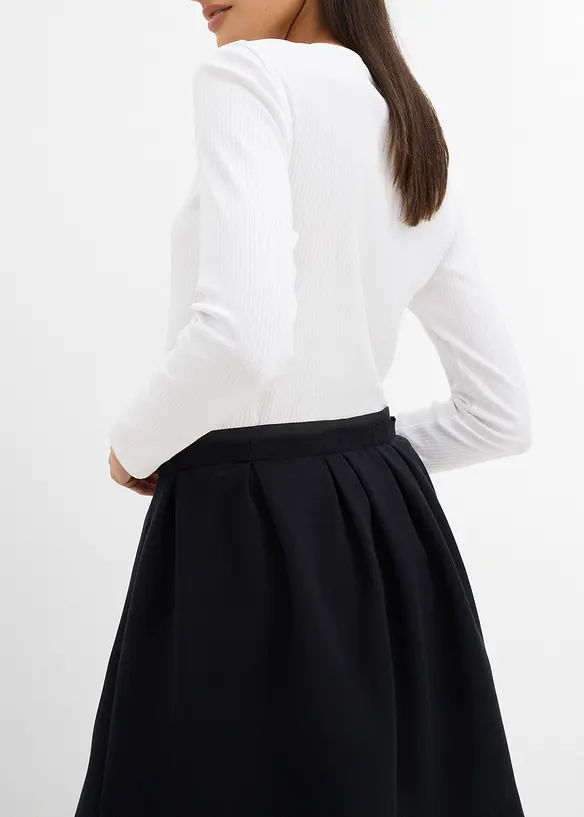 Bundfaltenrock aus leicht glänzendem Viskose-Mix, bonprix